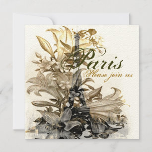 Vintage Flora Paris Eiffelturm individuelle Einlad Einladung