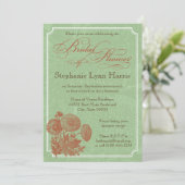 Vintage Flora (Sage & Pumpkin) Einladung (Stehend Vorderseite)