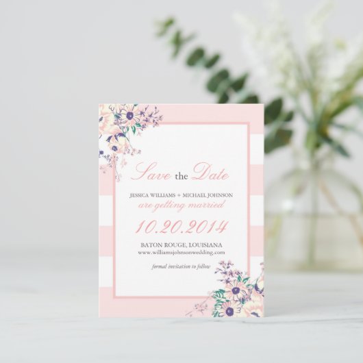 Vintage Flora Save the Date (Stehend Vorderseite)