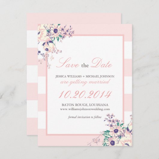 Vintage Flora Save the Date (Vorne/Hinten)