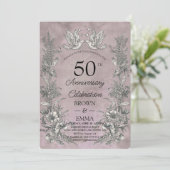 Vintage Floral 50th Wedding Anniversary Invitation Einladung (Stehend Vorderseite)
