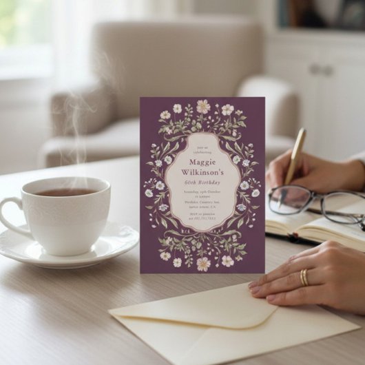 Vintage Floral 60th Birthday Celebration  Einladung