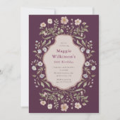 Vintage Floral 60th Birthday Celebration Einladung (Vorderseite)