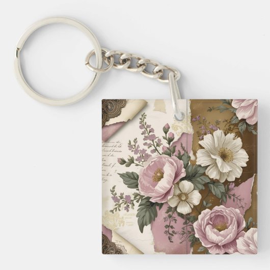 Vintage Floral - Acrylic Keychain Schlüsselanhänger (Vorderseite)