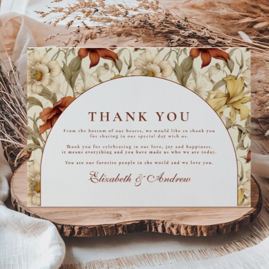 Vintage Floral Arch Elegant Wedding Dankeskarte