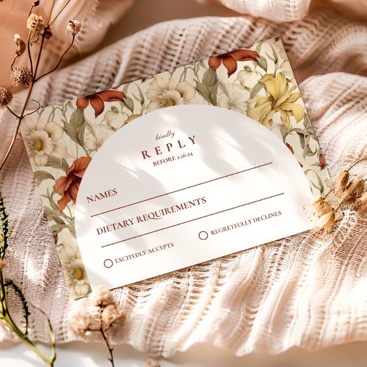 Vintage Floral Arch Elegant Wedding RSVP Karte