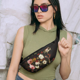 Vintage floral Art Gold Monogram Waste Crossbody Bauchtasche