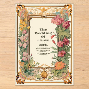 Vintage Floral Art Nouveau Hochzeit Acryleinladungen