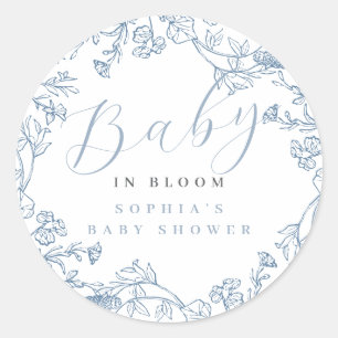 Vintage Floral Baby Junge in Blüte Baby Shower Runder Aufkleber