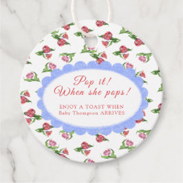 Vintage floral Baby shower Pop it! When she pops!  Geschenkanhänger