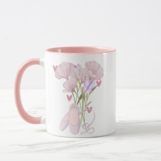 Vintage Floral Ballet Slippers Aesthetic Coffee Tasse (Links)