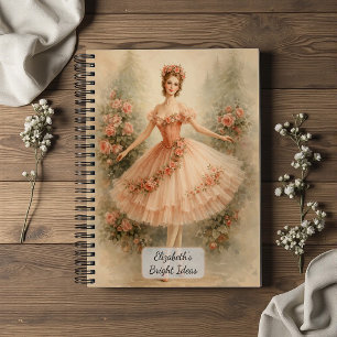 Vintage Floral Balletttänzerin Notizblock