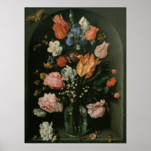 Vintage Floral Barock, Blumenvase in einer Nische Poster