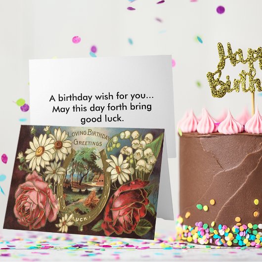Vintage Floral Birthday Greeting Card Karte