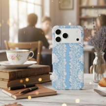 Vintage Floral Blue Aesthetic iPhone 17 Case