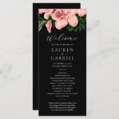 Vintage Floral Blush Pink Black Wedding Program (Vorne/Hinten)