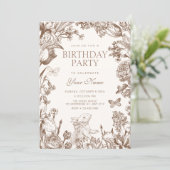 Vintage floral botanical birthday einladung (Stehend Vorderseite)