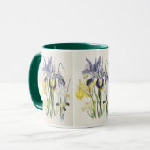 Vintage Floral Botanik, Garden Iris Blume Tasse (Vorderseite Links)