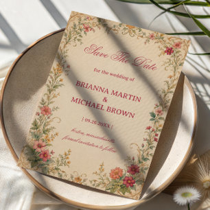 Vintage Floral Botanisch Save The Date