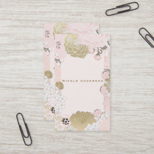 Vintage Floral Botanische Glam Blush Rosa & Gold Visitenkarte