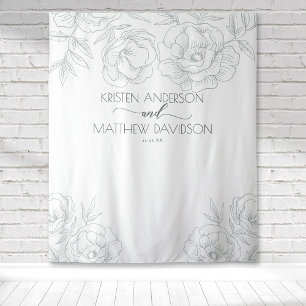 Vintage Floral Botanische Graue Hochzeit Wandteppich