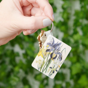 Vintage Floral Botany, Garden Iris Flowers Schlüsselanhänger