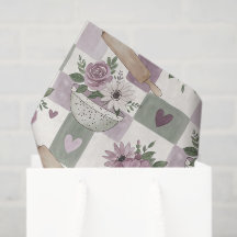 Vintage Floral Bowl Grid Purple Green 