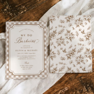 Vintage Floral Braun Wir Machen BBQ Verlobungsfeie Einladung