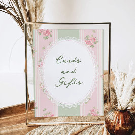 Vintage Floral Bridal Shower Cards and Gifts Poster