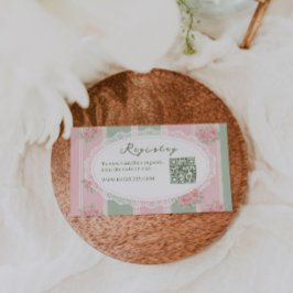Vintage Floral Bridal Shower Registry QR code Begleitkarte