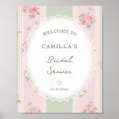 Vintage Floral Bridal Shower Welcome Poster (Vorne)