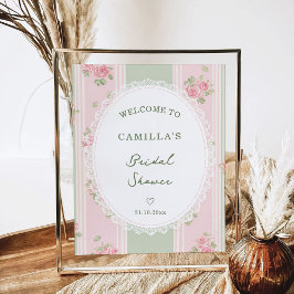 Vintage Floral Bridal Shower Welcome Poster