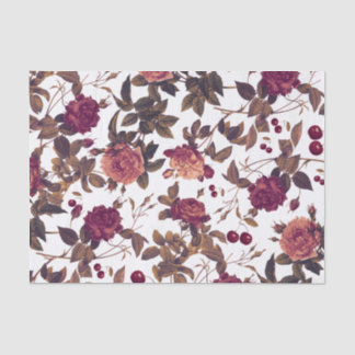 Vintage floral Burgundy Rose Cherry Seidenpapier