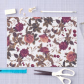 Vintage floral Burgundy Rose Cherry Seidenpapier (Handwerk)