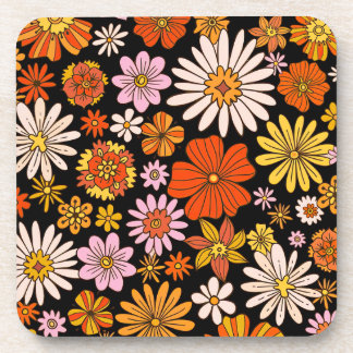 Vintage Floral Burst – Colorful Retro Flower Getränkeuntersetzer