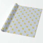 Vintage Floral Buttercups Blue Stripes Pattern Geschenkpapier (Ungerollt)