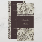 Vintage Floral Cambridge Braunes Hochzeitsprogramm Programm (Vorne/Hinten)