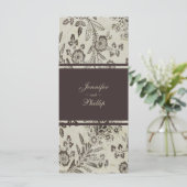 Vintage Floral Cambridge Braunes Hochzeitsprogramm Programm (Stehend Vorderseite)