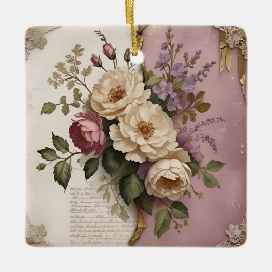 Vintage Floral - Ceramic Ornament (Vorderseite)