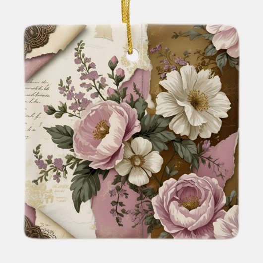 Vintage Floral - Ceramic Ornament  (Vorderseite)