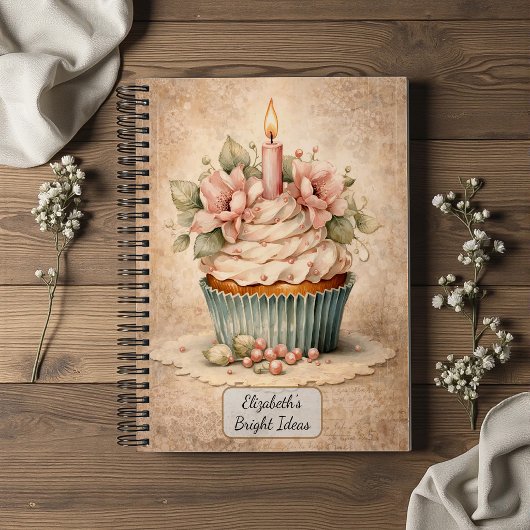 Vintage Floral Cupcake Notizblock