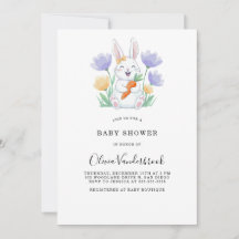 Vintage Floral Cute Little Rabbit Baby Shower