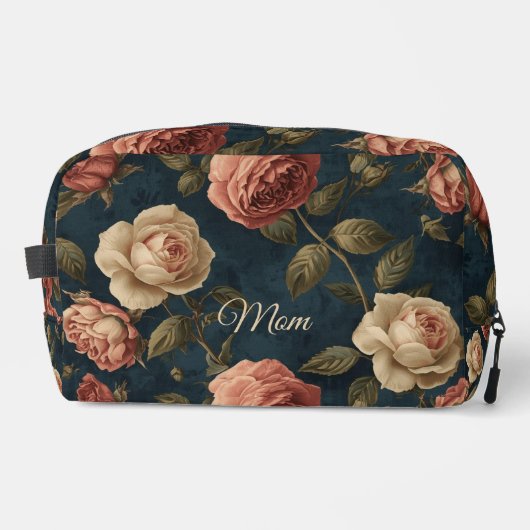 Vintage Floral Dark Background Waschbeutel (Vorderseite)