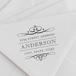 Vintage Floral Deco Familienname Rücksendeadresse Permastempel