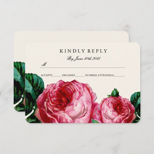 VINTAGE FLORAL DECOUPAGE RSVP CARDS (Vorne/Hinten)