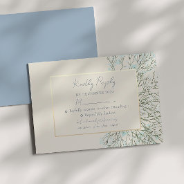 Vintage floral dusty Blue Wedding RSVP Card Karte