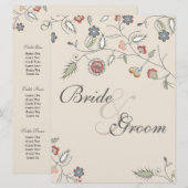 Vintage Floral Edging Seating Chart Einladung (Vorne/Hinten)