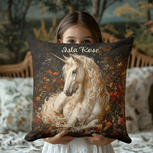 Vintage Floral Einhorn Wiese Whimsische Märchenwel Kissen