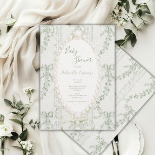 Vintage Floral Elegante Schleifen-Baby Shower Einladung