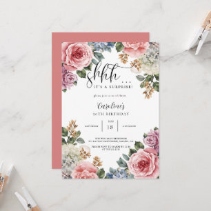 Vintage Floral Elegante Überraschungs-Geburtstagsf Einladung